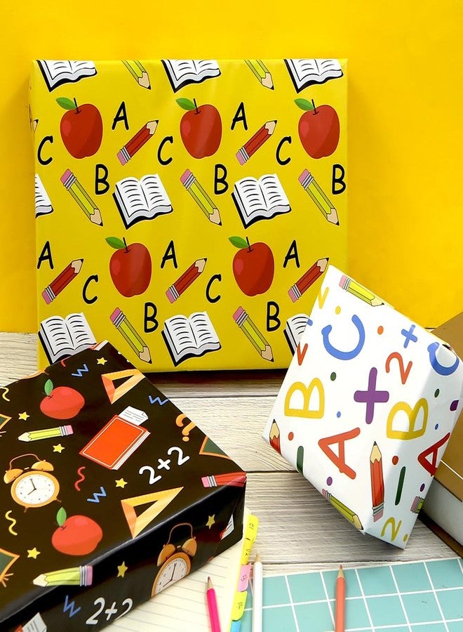 Geluode Back to School Wrapping Paper -Bus Apple Pencil ABC Wrapping Paper 8 Sheets Folded Flat 20 x 28Inches Gift Paper for Kindergarten Preschool Lower School First Day of School - Image 5